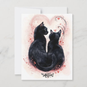 Schutzkatze Schwarze Katzen Valentinstagskarte Feiertagskarte