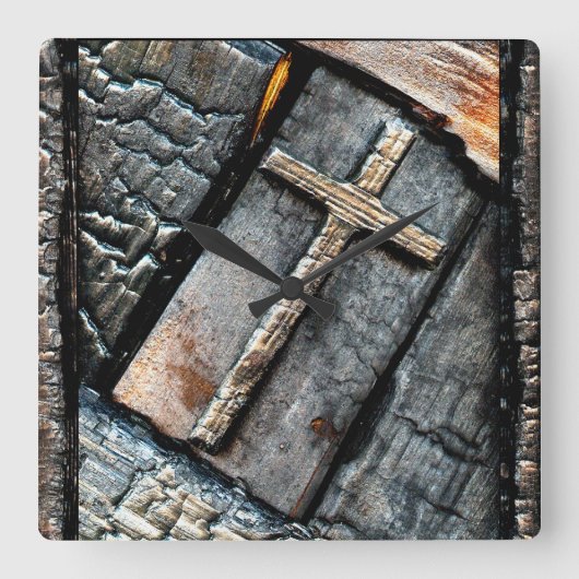 Schutzkreuz Quadratische Wanduhr (Vorderseite)