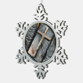 Schutzkreuz Schneeflocken Zinn-Ornament (Rechts)