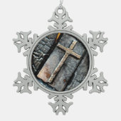 Schutzkreuz Schneeflocken Zinn-Ornament (Vorderseite)