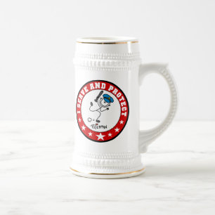 Schutzmann, der dient und schützt bierglas