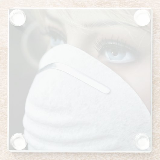 Schutzmaske Corona Glasuntersetzer (Rückseite)