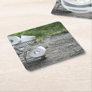 Schutzmaske Corona Rechteckiger Pappuntersetzer