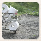 Schutzmaske Corona Rechteckiger Pappuntersetzer (Vorderseite)