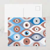Schutzmuster "Evil Eye" Terrakotta und Blues Postkarte (Vorne/Hinten)