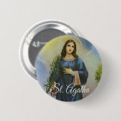 Schutzpatron St. Agatha der Brustkrebspatienten Button (Vorne & Hinten)