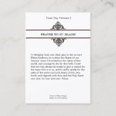 Schutzpatron St. Blaise der Kehle-Krankheit Visitenkarte (Rückseite)