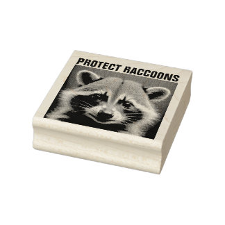 SCHUTZRAKCOONS - RACCOON-Briefmarke aus Holzkautsc Gummistempel