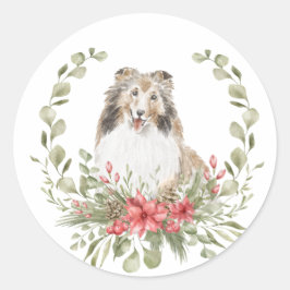 Schutzräume in einem Weihnachtskranz Runder Aufkleber