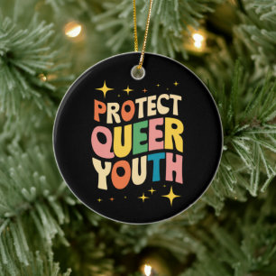 Schützt queere Jugendliche Schützt trans Kinder LG Keramik Ornament