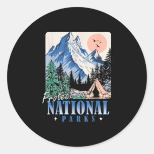 Schützt unsere Nationalparks im Vintage-Retro-Desi Runder Aufkleber
