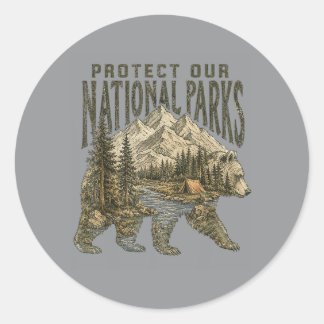 Schützt Unsere Parks Nationalpark Bär Natur Wander Runder Aufkleber
