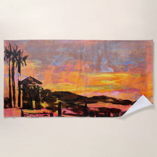 Schutzturm im Morgengrauen Dana Punkt Strandtuch