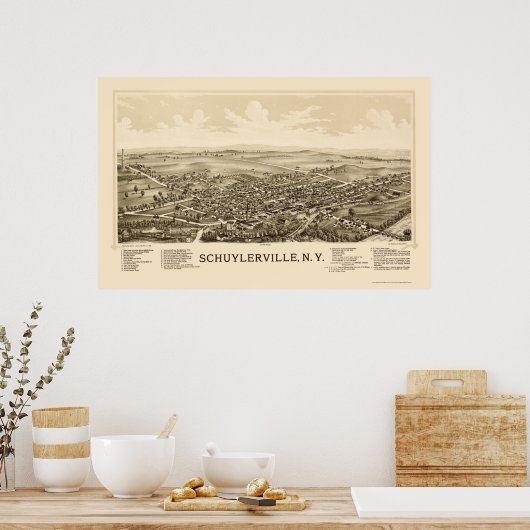 Schuylerville, NY Panoramic Map - 1889 Poster (Küche)