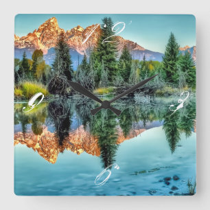 Schwabachers Landung und Biber-Teich Quadratische Wanduhr