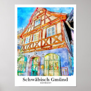 Schwabisch Gmund Deutschland Travel Watercolor Poster