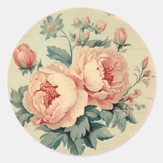 Schwache Erinnerungen, Peach-Shabby Chic Runder Aufkleber (Vorderseite)