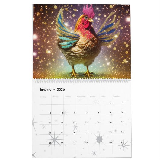 Schwache Hühner Zwei Seiten großer Kalender, weiß Kalender (Jan 2026)