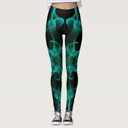 Schwaden aus grünem Rauch auf schwarzem Grund Leggings (Vorderseite)