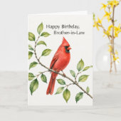 Schwager Geburtstag Roter Kardinal auf Ast Karte (Gelbe Blume)