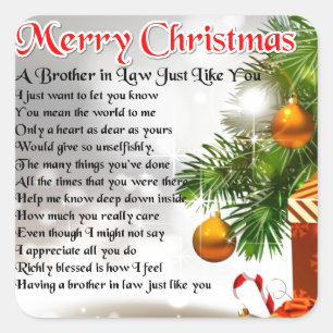 Schwager-Gedicht - Weihnachtsentwurf Quadratischer Aufkleber