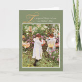 Schwager Muttertag, Mädchen im Blumengarten Karte (Vorderseite)