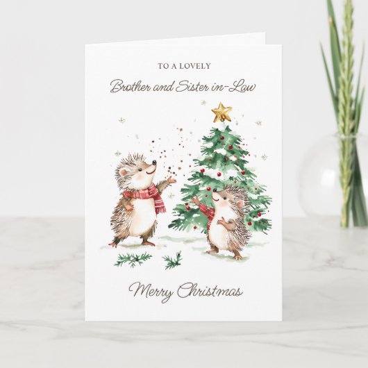 Schwager & Schwägerin Weihnachtsbaum Igel Karte (Vorderseite)