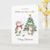 Schwager & Schwägerin Weihnachtsbaum Igel Karte (Gelbe Blume)