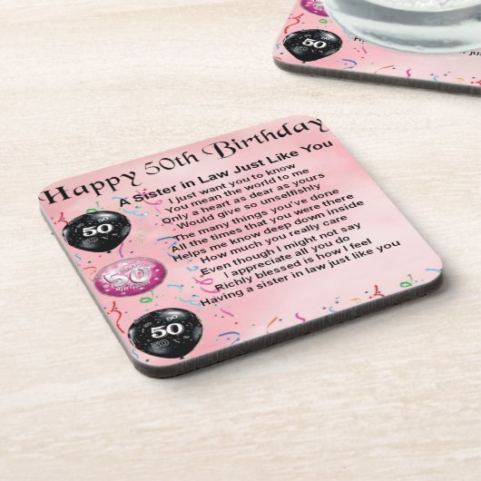 Schwägerin-Gedicht - 50. Geburtstag Untersetzer (Linke Seite)