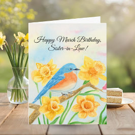 Schwägerin Glücklicher März Geburtstag Blaue Vogel Karte