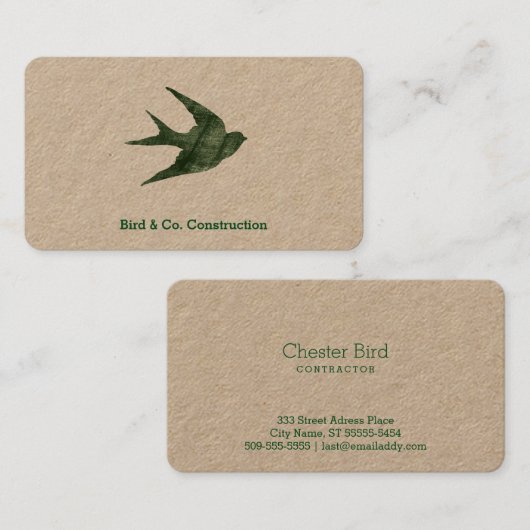 Schwalbe (Briefbeschwerer-Art) Visitenkarte (Vorne/Hinten)