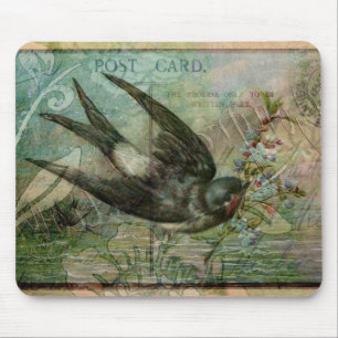 Schwalbe mit Blumen Mousepad