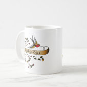 Schwalbe und Rolle mit Neurologie Kaffeetasse (Vorderseite Links)