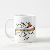 Schwalbe und Rolle mit Neurologie Kaffeetasse (Links)