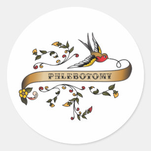 Schwalbe und Rolle mit Phlebotomy Runder Aufkleber