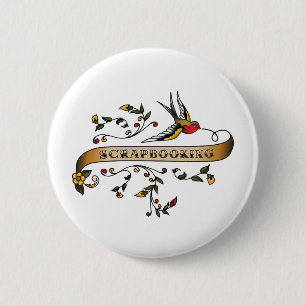 Schwalbe und Rolle mit Scrapbooking Button