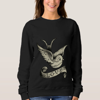 Schwalbe Vintage Vogel Tattoo Liebe Damen Herren Sweatshirt
