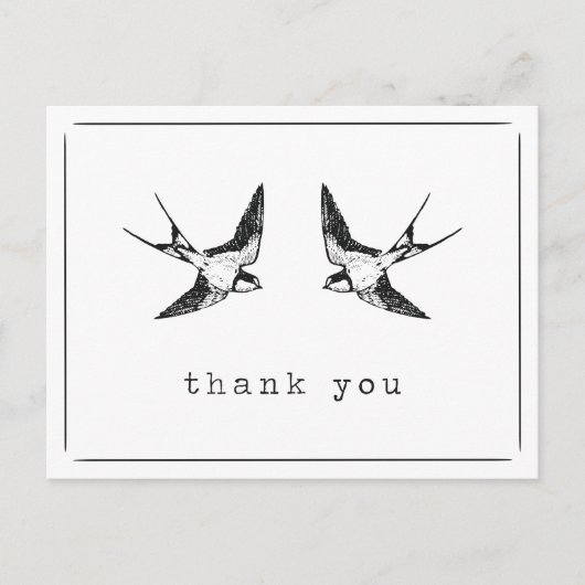Schwalbe Vögel Danke Postkarte (Vorderseite)