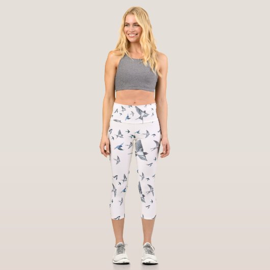 Schwalbe Vögel fliegen Illustration Capri Leggings (Vorderseite)