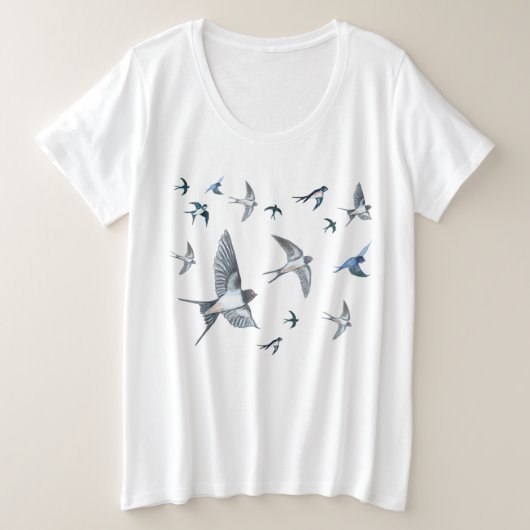 Schwalbe Vögel fliegen Illustration Große Größe T-Shirt (Design vorne)