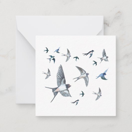 Schwalbe Vögel fliegen Illustration Mitteilungskarte (Vorderseite)