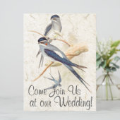 Schwalbe Vögel Wildtiere Hochzeit Einladung (Stehend Vorderseite)