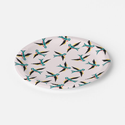 Schwalbe Vogelpapier-Teller Pappteller (Schrägansicht)