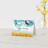 Schwalben, die über Weizenfeld fliegen Karte (Gelbe Blume)