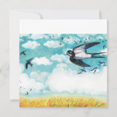 Schwalben, die über Weizenfeld fliegen Karte (Rückseite)
