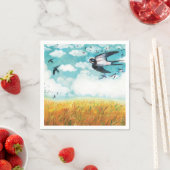 Schwalben, die über Weizenfeld fliegen Serviette (Beispiel)