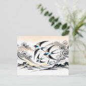 Schwalben durch den Himmel in chinesischer Tinte P Postkarte (Stehend Vorderseite)