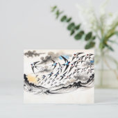 Schwalben durch den Himmel in chinesischer Tinte P Postkarte (Stehend Vorderseite)