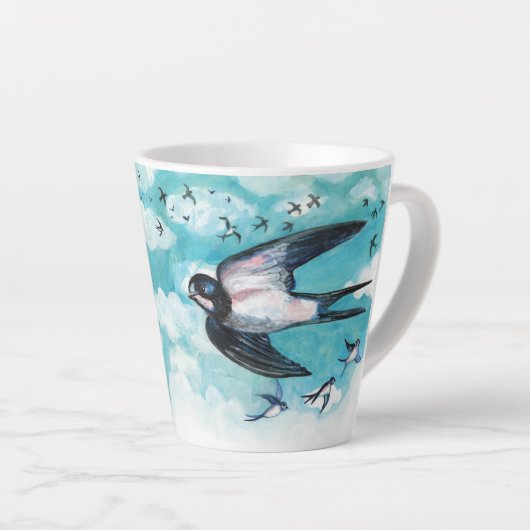 Schwalben fliegen über bewölktem Himmel Milchtasse (Rechte Ecke)