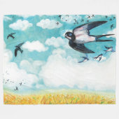 Schwalben fliegen über blauem Himmel Fleecedecke (Vorderseite (Horizontal))